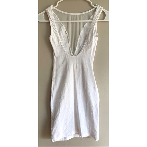 White // American Apparel Gloria Bodycon Mesh Scoop-Back Mini Dress - Picture 8 of 8